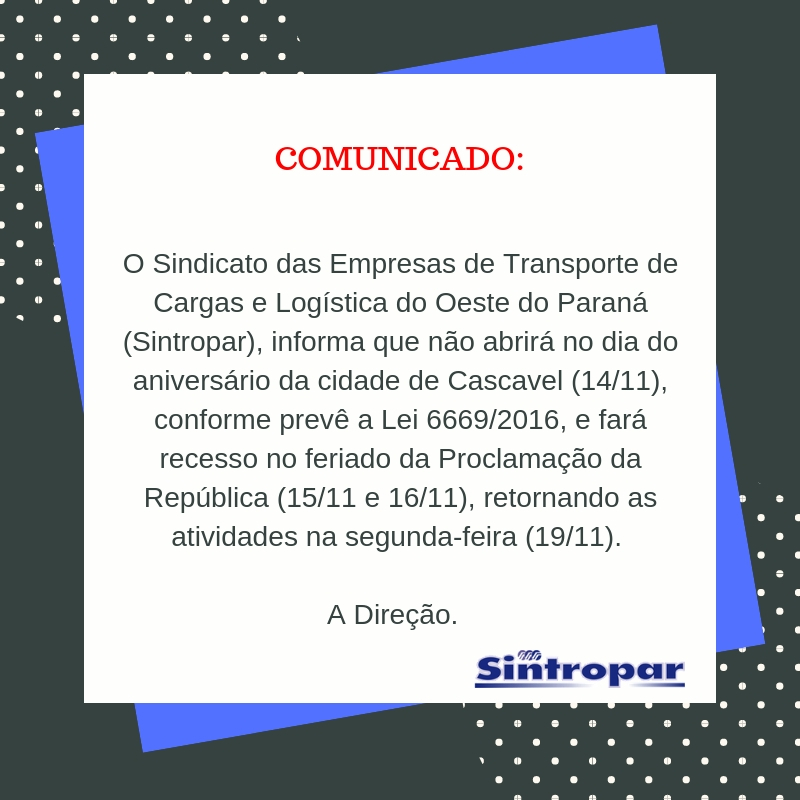 COMUNICADO - FERIADOS